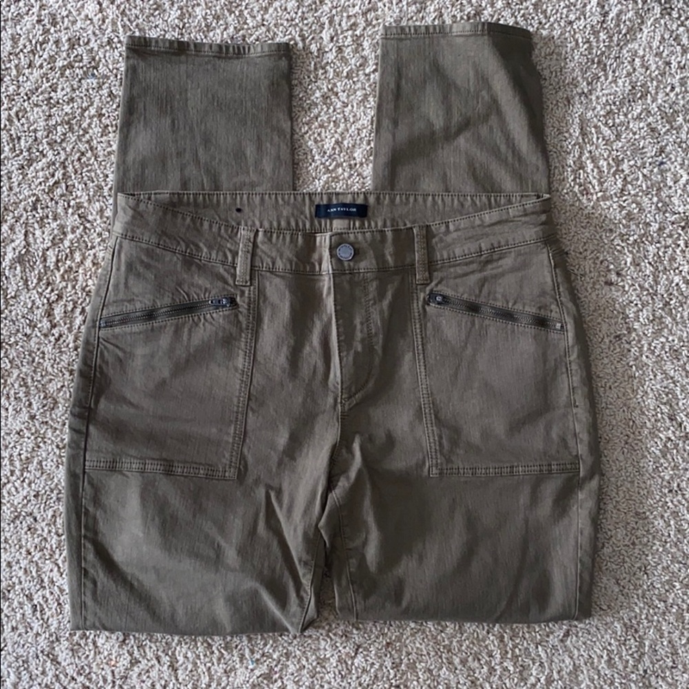 Ann Taylor olive green modern skinny jeans 12